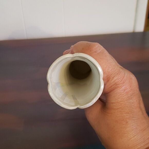 Vintage Iridescent Bud Vase with Floral Design - Picture 6 of 9